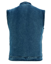 BU Concealed Snap Closure, Denim Material, Scoop Collar & Hidden