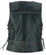 V Women's Gray Vest with Grommet and Lacing Accents