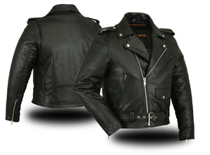 Men's Classic Plain Side Police Style M/C Jacket