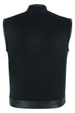 Canvas Material Single Back Panel Concealment Vest W/Leather Tr