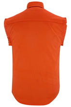 Men's Orange Lightweight Sleeveless Denim Shirt