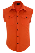 Men's Orange Lightweight Sleeveless Denim Shirt