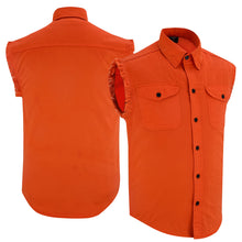 Men's Orange Lightweight Sleeveless Denim Shirt