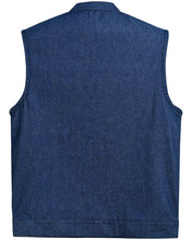 Men's Blue Rough Rub-Off Raw Finish Denim Vest