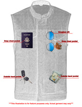 Men's Blue Rough Rub-Off Raw Finish Denim Vest