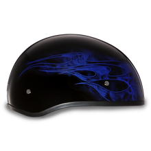 D.O.T. Daytona Skull Cap- W/ Skull Flames Blue