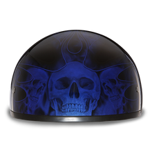 D.O.T. Daytona Skull Cap- W/ Skull Flames Blue