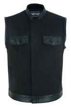 Canvas Material Single Back Panel Concealment Vest W/Leather Tr