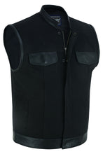 Canvas Material Single Back Panel Concealment Vest W/Leather Tr