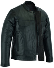 Men's Full Cut Leather Shirt with Zipper/Snap Front