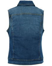 Women's Blue Denim Snap Front Vest