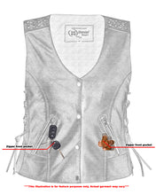 V Women's Gray Vest with Grommet and Lacing Accents