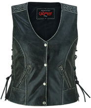 V Women's Gray Vest with Grommet and Lacing Accents