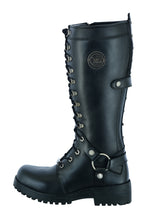 Women's 15 Inch Black Leather Stylish Harness Boot