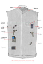 Men's Broken Blue RoughRub-Off Raw Finish Denim Vest W/Leather