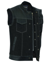 Men's Leather/Denim Combo Vest