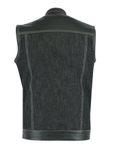 Men's Leather/Denim Combo Vest