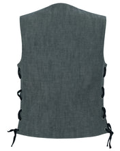 Women's Rough Rub-Off Raw Finish Broken Gray Denim Vest