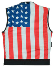 Men's Leather Vest with Red Stitching and USA Inside Flag Linin