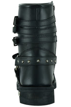 Women's 9 Inch Black Triple Buckle Leather Harness Boot