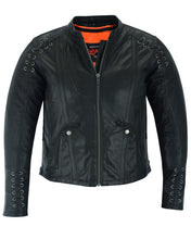 Women's Stylish Jacket with Grommet and Lacing Accents