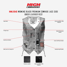 HML1040 Ladies Naked Leather Vest With Lace Sides Infographic