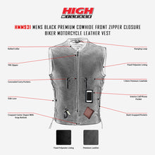 HMM931 Men's Premium High Mileage Leather Vest infographic